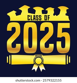 Class of 2025 typography design vector. Text for design, congratulation event, T-shirt, party, high school or college graduate. Editable class of 2025 typography design