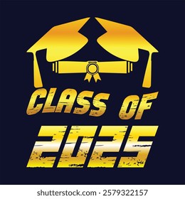 Class of 2025 typography design vector. Text for design, congratulation event, T-shirt, party, high school or college graduate. Editable class of 2025 typography design