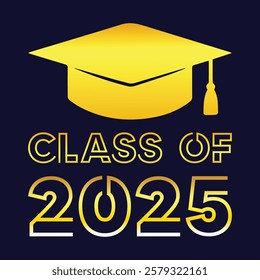 Class of 2025 typography design vector. Text for design, congratulation event, T-shirt, party, high school or college graduate. Editable class of 2025 typography design