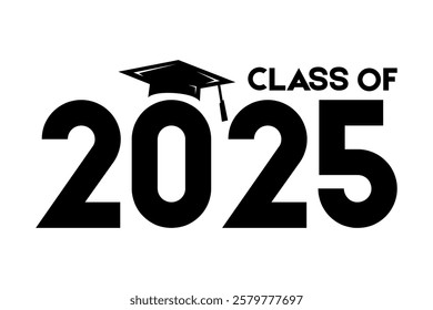 Class of 2025 typography design vector. Text for design, congratulation event, T-shirt, party, high school or college graduate. Editable class of 2025 typography design