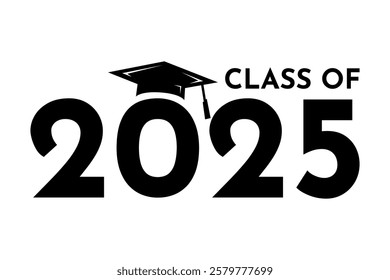 Class of 2025 typography design vector. Text for design, congratulation event, T-shirt, party, high school or college graduate. Editable class of 2025 typography design