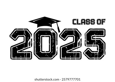 Class of 2025 typography design vector. Text for design, congratulation event, T-shirt, party, high school or college graduate. Editable class of 2025 typography design