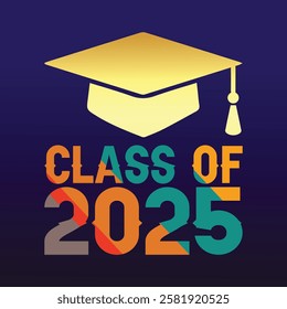 Class of 2025 typography design vector. Text for design, congratulation event, T-shirt, party, high school or college graduate. Editable class of 2025 typography design