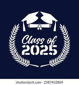 Class of 2025 typography design vector. Text for design, congratulation event, T-shirt, party, high school or college graduate. Editable class of 2025 typography design