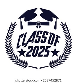 Class of 2025 typography design vector. Text for design, congratulation event, T-shirt, party, high school or college graduate. Editable class of 2025 typography design