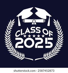 Class of 2025 typography design vector. Text for design, congratulation event, T-shirt, party, high school or college graduate. Editable class of 2025 typography design