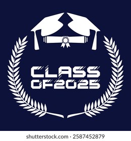 Class of 2025 typography design vector. Text for design, congratulation event, T-shirt, party, high school or college graduate. Editable class of 2025 typography design