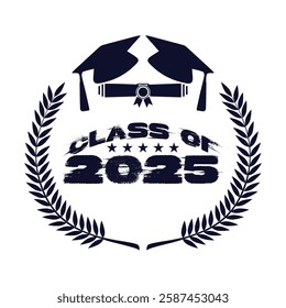 Class of 2025 typography design vector. Text for design, congratulation event, T-shirt, party, high school or college graduate. Editable class of 2025 typography design