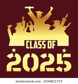 Class of 2025 typography design vector. Text for design, congratulation event, T-shirt, party, high school or college graduate. Editable class of 2025 typography design