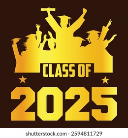 Class of 2025 typography design vector. Text for design, congratulation event, T-shirt, party, high school or college graduate. Editable class of 2025 typography design