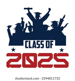 Class of 2025 typography design vector. Text for design, congratulation event, T-shirt, party, high school or college graduate. Editable class of 2025 typography design