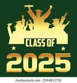 Class of 2025 typography design vector. Text for design, congratulation event, T-shirt, party, high school or college graduate. Editable class of 2025 typography design