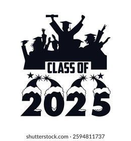 Class of 2025 typography design vector. Text for design, congratulation event, T-shirt, party, high school or college graduate. Editable class of 2025 typography design