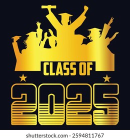 Class of 2025 typography design vector. Text for design, congratulation event, T-shirt, party, high school or college graduate. Editable class of 2025 typography design