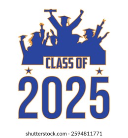 Class of 2025 typography design vector. Text for design, congratulation event, T-shirt, party, high school or college graduate. Editable class of 2025 typography design