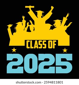 Class of 2025 typography design vector. Text for design, congratulation event, T-shirt, party, high school or college graduate. Editable class of 2025 typography design