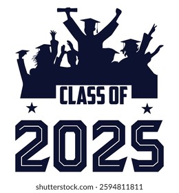 Class of 2025 typography design vector. Text for design, congratulation event, T-shirt, party, high school or college graduate. Editable class of 2025 typography design