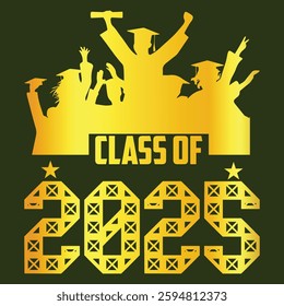 Class of 2025 typography design vector. Text for design, congratulation event, T-shirt, party, high school or college graduate. Editable class of 2025 typography design