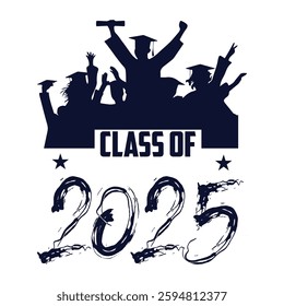 Class of 2025 typography design vector. Text for design, congratulation event, T-shirt, party, high school or college graduate. Editable class of 2025 typography design