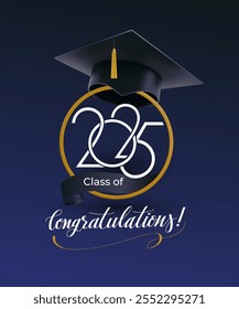 Fondo de Vector de la clase de 2025. Graduate, Graduation. Clase de diseño tipográfico 2025. Texto para diseño, evento de felicitación, fiesta, escuela secundaria o graduado universitario. Clase editable de letras de 2025.