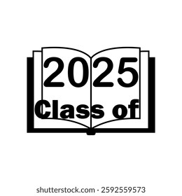 Class of 2025. Vector graphics of an open book icon. Background banner.
