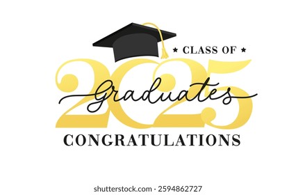 Class of 2025 vector illustration. Festive celebration design for graduation events and announcements. Congratulations graduates design template for social media posts to honor graduates.