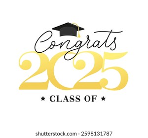 Class of 2025 vector illustration. Festive celebration design for graduation events and announcements. Congratulations graduates design template for social media posts to honor graduates.