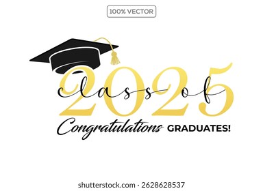 Class of 2025 vector illustration. Festive celebration design for graduation events and announcements. Congratulations graduates design template 11