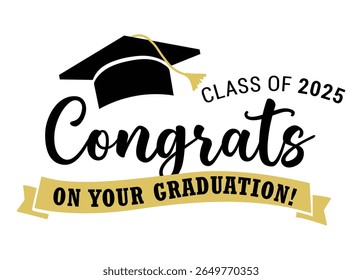 Class of 2025 vector illustration. Festive celebration design for graduation events and announcements. Congratulations graduates design template for social media posts to honor graduates vector	