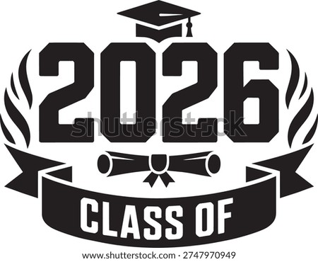 Class of 2026 Graduation Badge Diploma Cap Graduate Celebration Emblem
