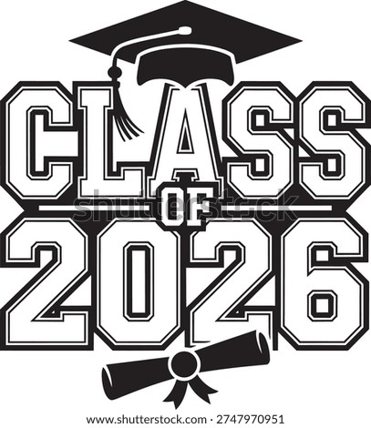 Class of 2026 Graduation Badge Diploma Cap Graduate Celebration Emblem