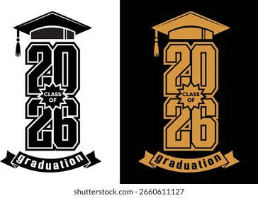 Clase de diseño de Vector de Anuncio de tapa de graduación 2026