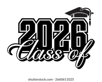 Diseño gráfico de tipografía de tapa de graduación de 2026