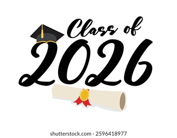 Class of 2026 Graduation PNG design and class of 2026 vector illustration with white background