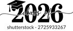 Class of 2026 Graduation Script with Cap Vector Design