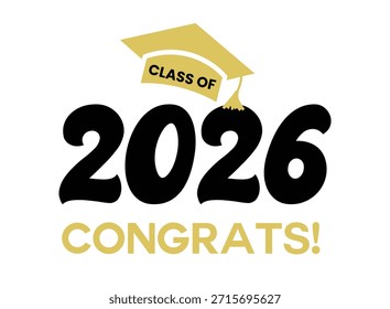 Clase de 2026 Diseño de tipografía de graduación, camiseta, fiesta, escuela secundaria o graduado universitario. Clase editable de diseño tipográfico 2026