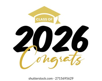 Clase de 2026 Diseño de tipografía de graduación, camiseta, fiesta, escuela secundaria o graduado universitario. Clase editable de diseño tipográfico 2026