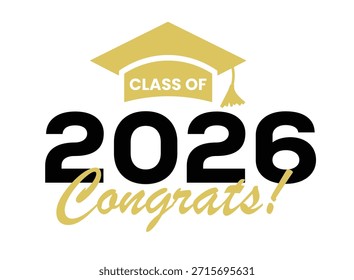 Clase de 2026 Diseño de tipografía de graduación, camiseta, fiesta, escuela secundaria o graduado universitario. Clase editable de diseño tipográfico 2026