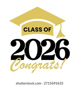 Clase de 2026 Diseño de tipografía de graduación, camiseta, fiesta, escuela secundaria o graduado universitario. Clase editable de diseño tipográfico 2026