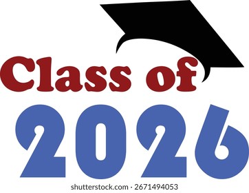Gráfico de la "Clase de 2026" con una gorra de graduación, que simboliza el logro académico y el próximo año de graduación.