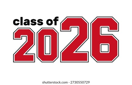 Klasse der 2026 Retro-Stil Schriftart Header, Abschlussfeier Poster, akademische Jahr Start oder Ziel Banner