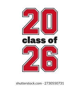 Encabezado de fuente de estilo retro de la clase 2026, cartel de celebración de graduación, Anuncio de inicio o final del año académico