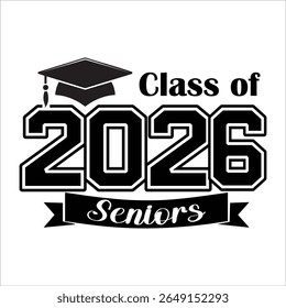 Class of 2026 Seniors Graduation Banner Design with Cap