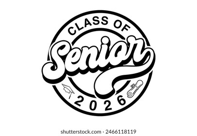 Class of 2026 typography design vector. Text for design, congratulation event, T-shirt, party, high school or college graduate. Editable class of 2026 typography design