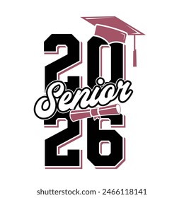 Class of 2026 typography design vector. Text for design, congratulation event, T-shirt, party, high school or college graduate. Editable class of 2026 typography design