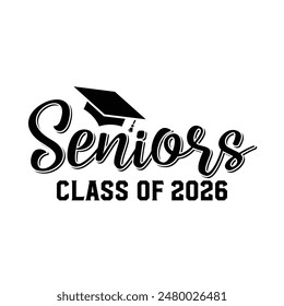 Class of 2026 typography design vector. Text for design, congratulation event, T-shirt, party, high school or college graduate. Editable class of 2026 typography design