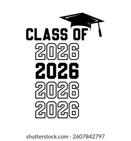 Class of 2026 typography design vector. Editable class of 2026 typography design