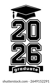 Class of 2026 Vertical Graduation Design with Cap and Graduate Banner