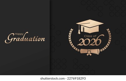 Class of 2026 Year Graduation of Decorate Congratulation with Laurel Wreath for School Graduates
