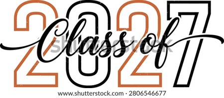Class of 2027 Graduation Typography Design Featuring Elegant Script and Outline Number Style